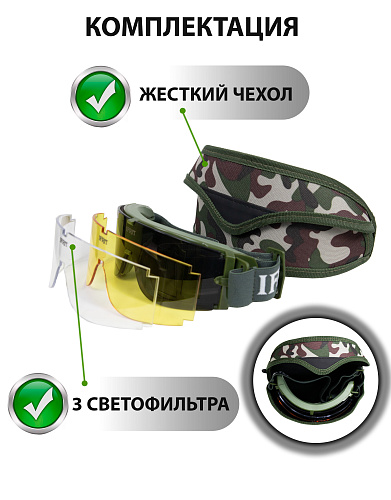 Военно-тактические очки Ифрит Military Shadow с 3 линзами