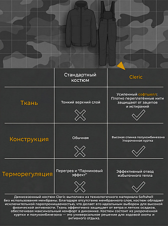 Демисезонный Костюм Клерик (Софтшелл без мембраны), чёрный