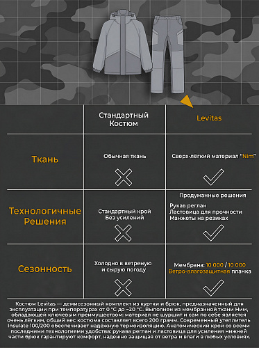 Демисезонный костюм Левитас (Ним), серый