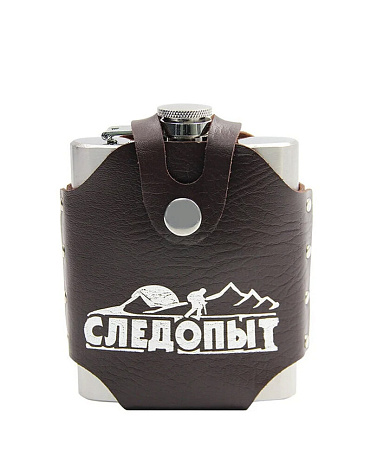 Фляжка СЛЕДОПЫТ - Фризли в кож. чехле, 200 мл